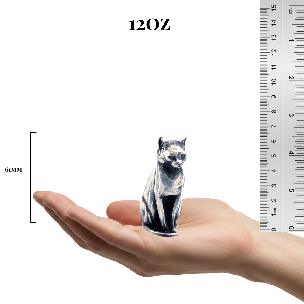 Regal Cat hand-poured 999+ silver statue by Gold Spartan