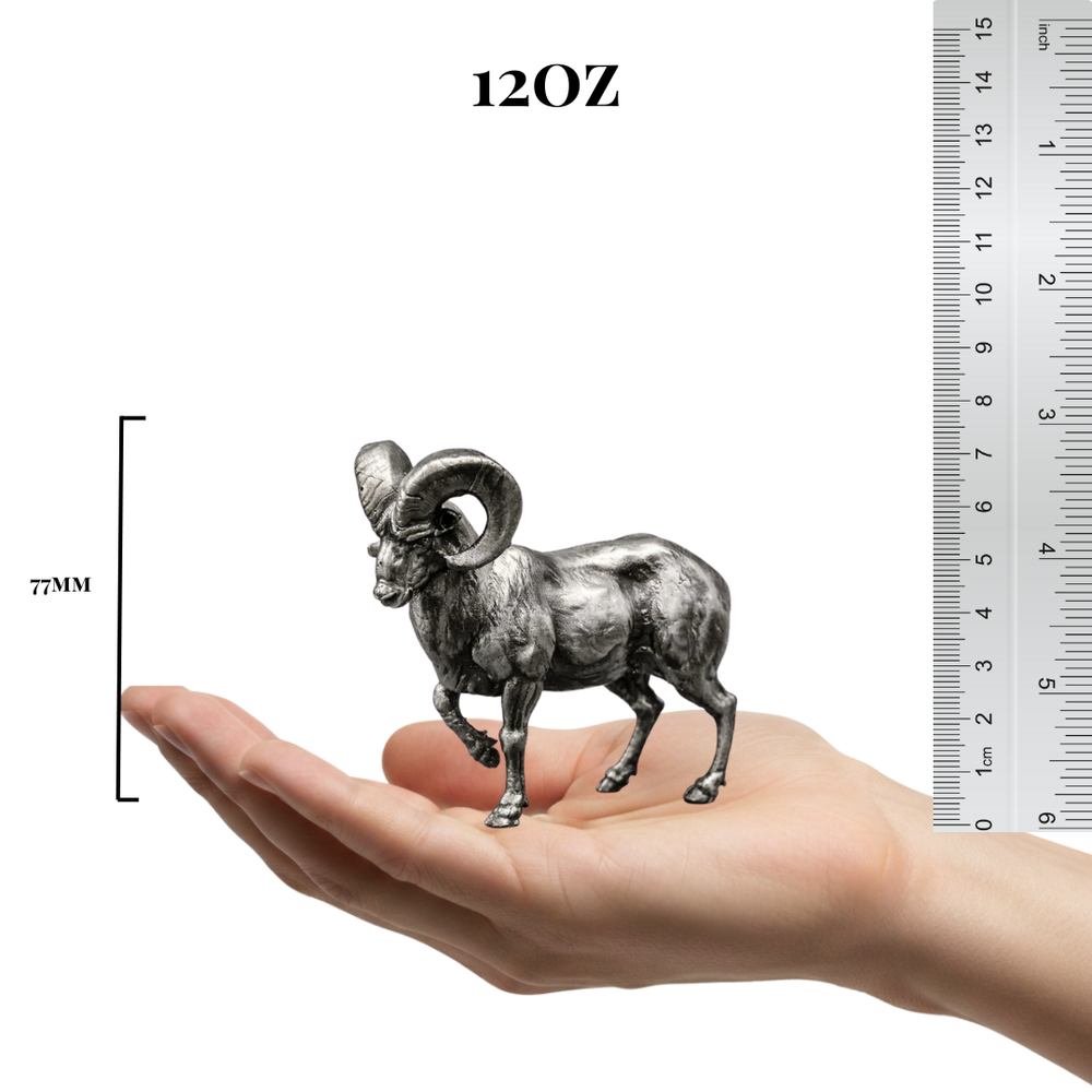 Ram hand-poured 999+ silver statue by Gold Spartan
