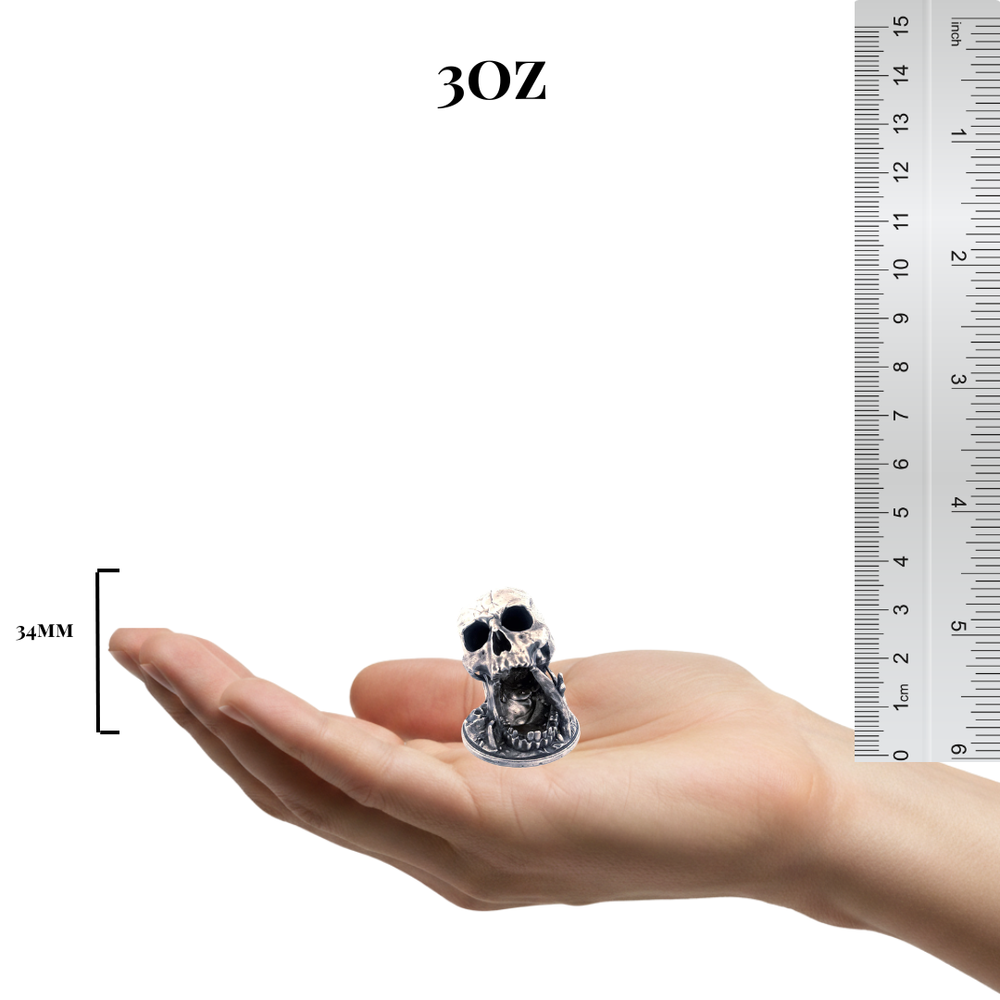 Skull Cave hand-poured 999+ silver statue by Gold Spartan