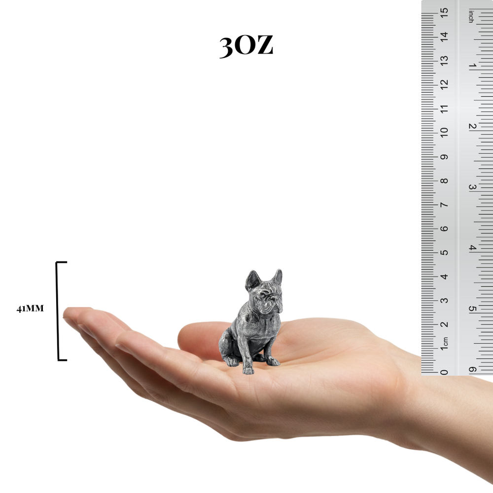 French Bulldog hand-poured 999+ silver statue by Gold Spartan