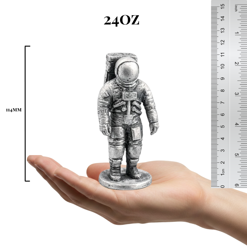 Astronaut hand-poured 999+ silver statue by Gold Spartan