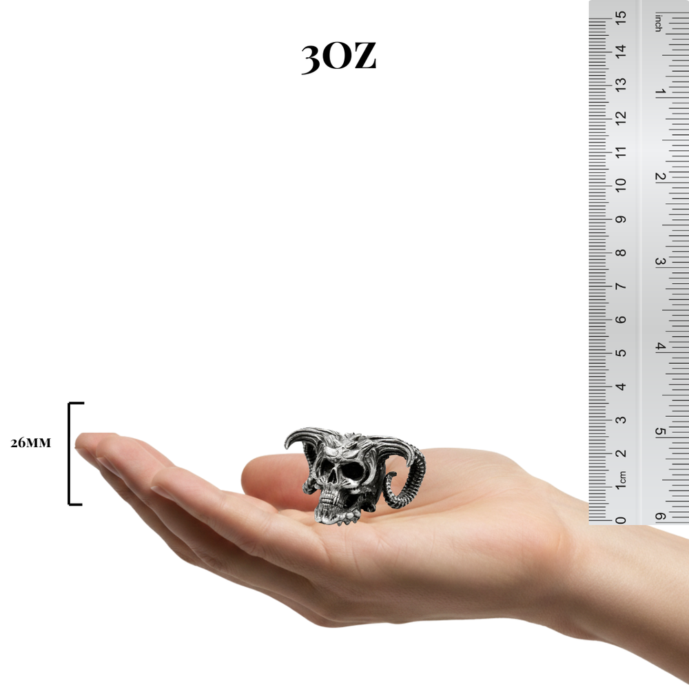 Demon Skull V2 hand-poured 999+ silver statue by Gold Spartan