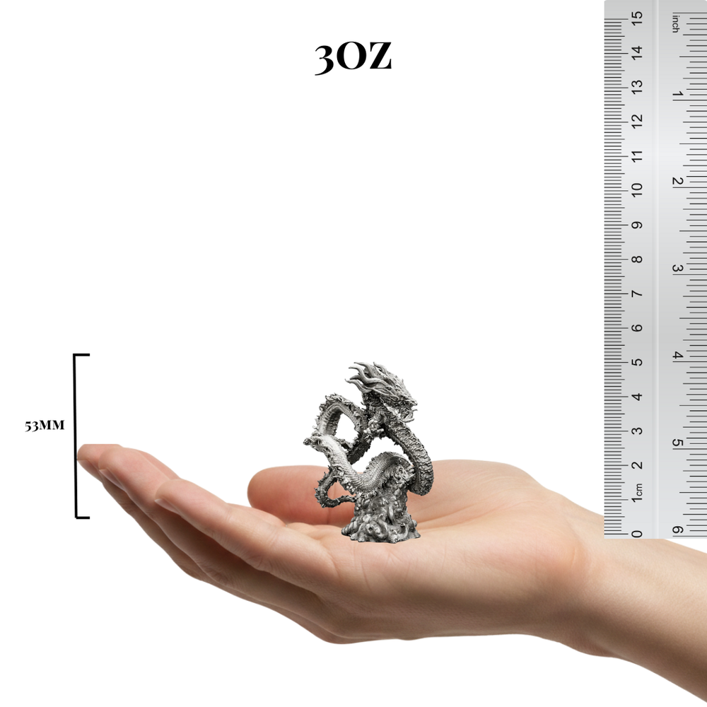 Asian Dragon hand-poured 999+ silver statue by Gold Spartan
