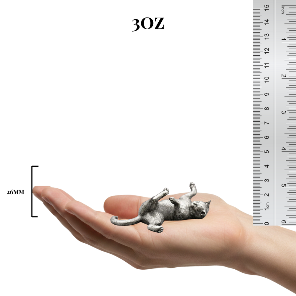 Playful Cat hand-poured 999+ silver statue by Gold Spartan