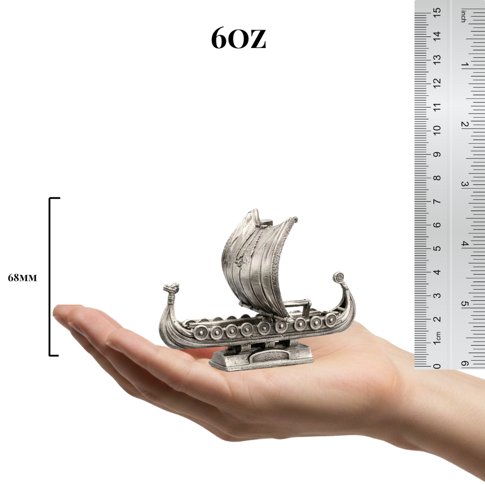 Viking Ship hand-poured 999+ silver statue by Gold Spartan