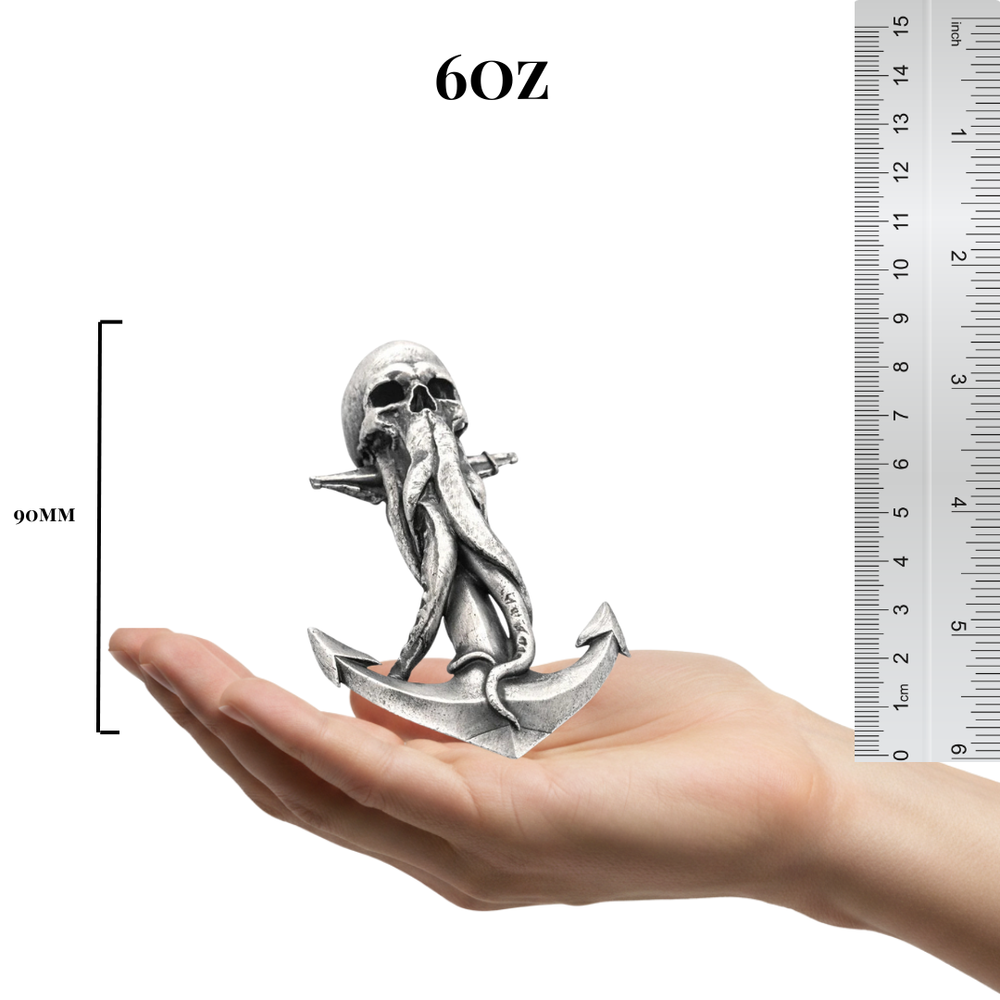 Skull Anchor hand-poured 999+ silver statue by Gold Spartan