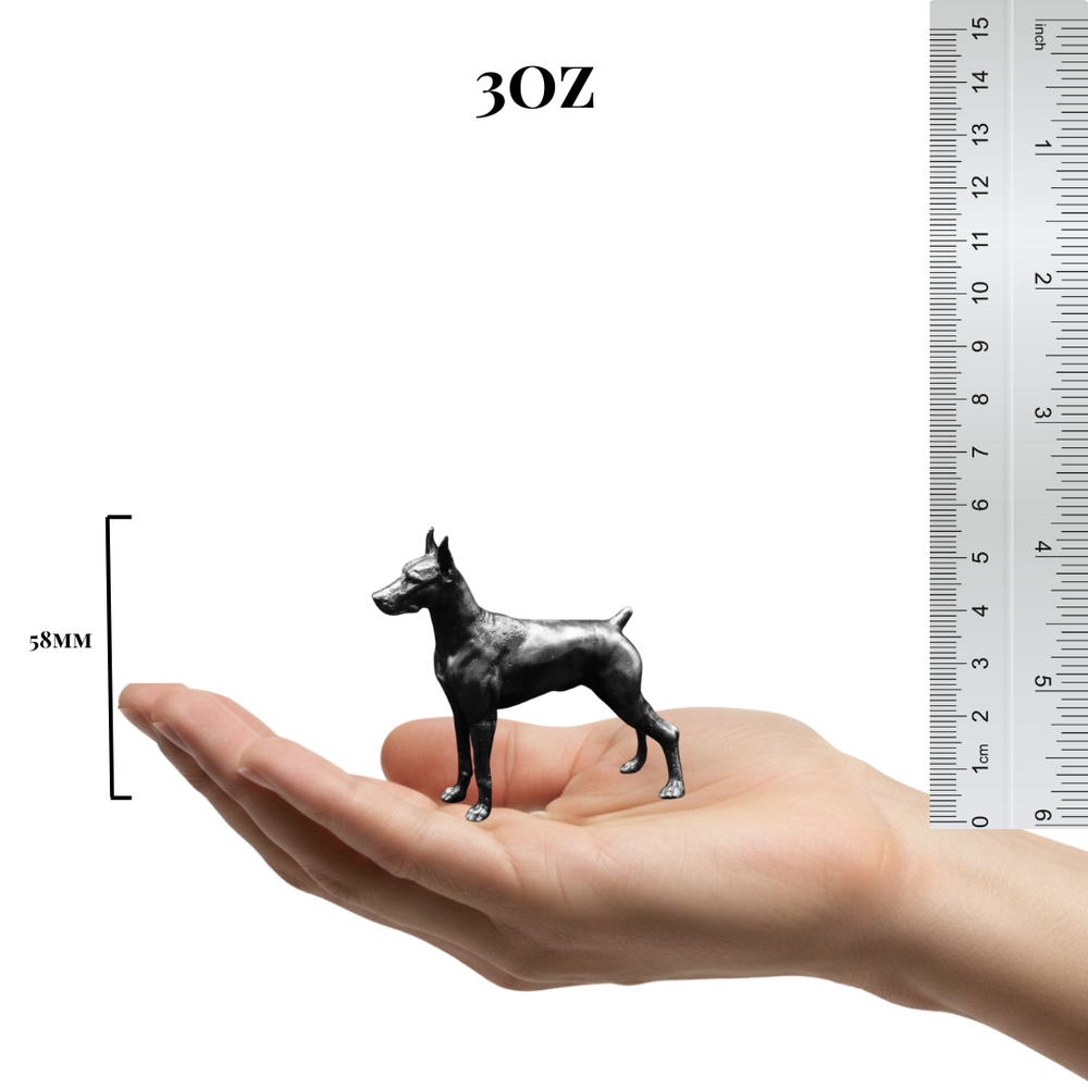 Doberman hand-poured 999+ silver statue by Gold Spartan