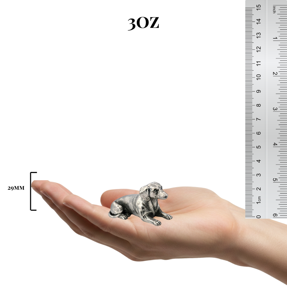 Dachshund hand-poured 999+ silver statue by Gold Spartan