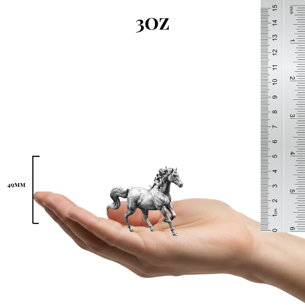 Mustang hand-poured 999+ silver statue by Gold Spartan