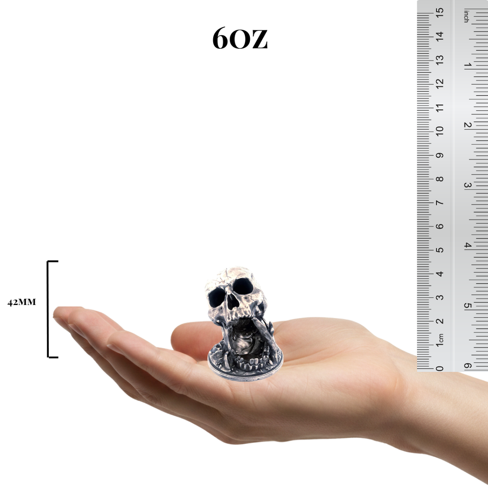 Skull Cave hand-poured 999+ silver statue by Gold Spartan