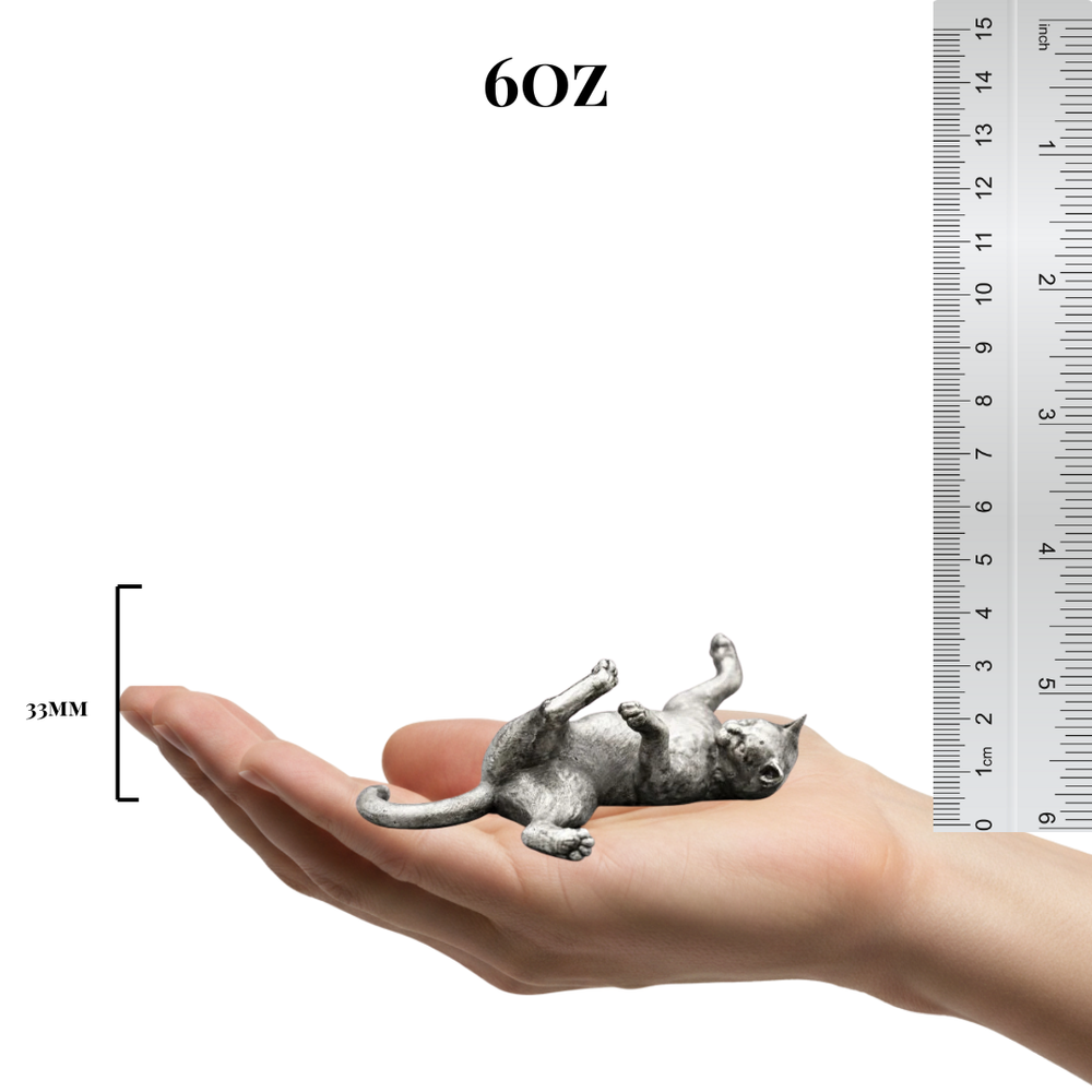 Playful Cat hand-poured 999+ silver statue by Gold Spartan