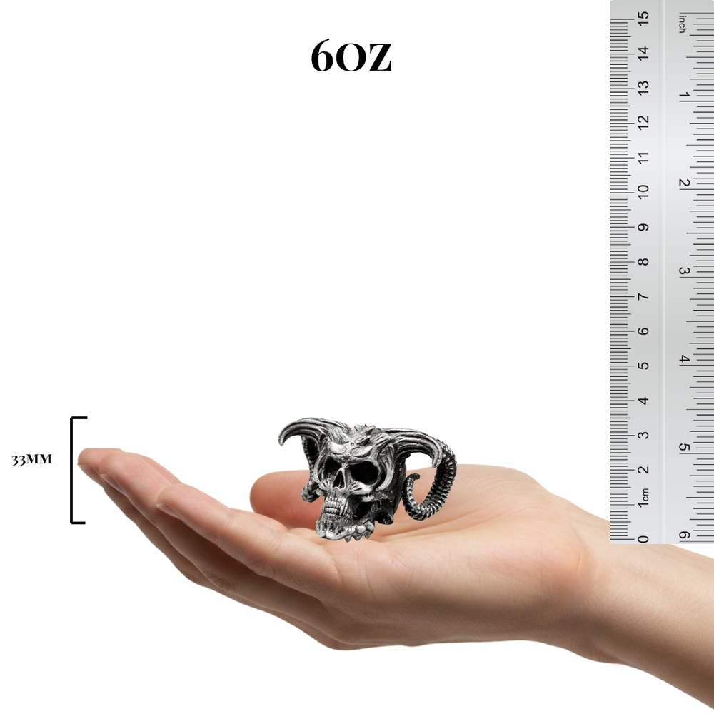 Demon Skull V2 hand-poured 999+ silver statue by Gold Spartan