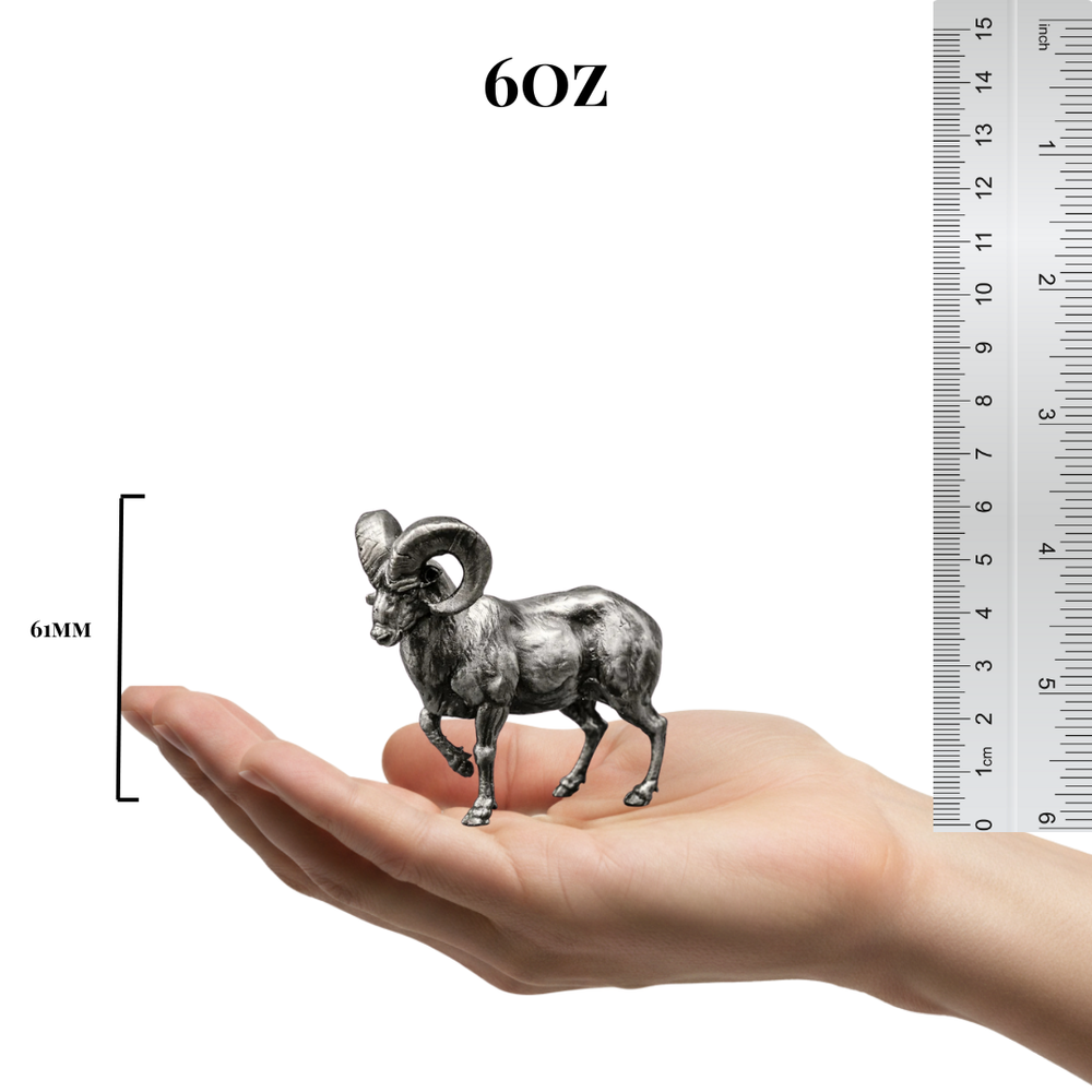 Ram hand-poured 999+ silver statue by Gold Spartan