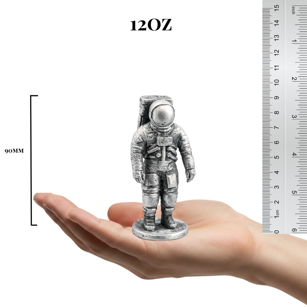 Astronaut hand-poured 999+ silver statue by Gold Spartan