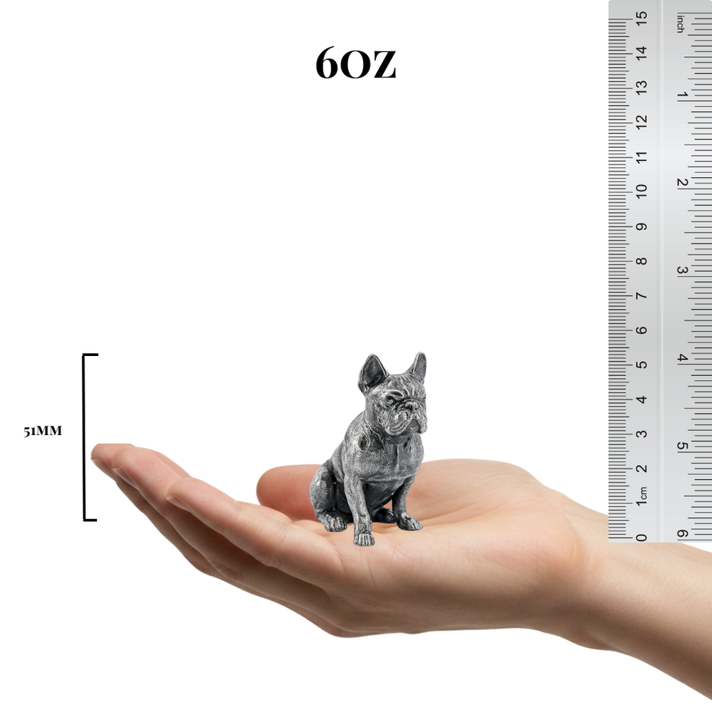 French Bulldog hand-poured 999+ silver statue by Gold Spartan