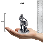 Samson Vs Lion hand-poured 999+ silver statue by Gold Spartan