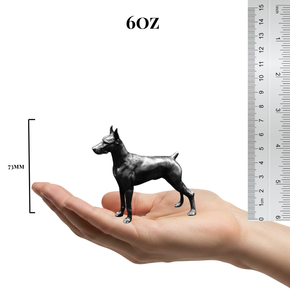 Doberman hand-poured 999+ silver statue by Gold Spartan