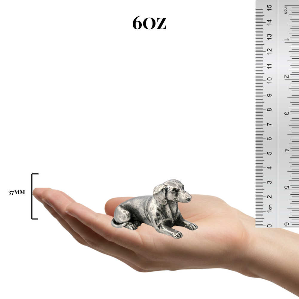 Dachshund hand-poured 999+ silver statue by Gold Spartan