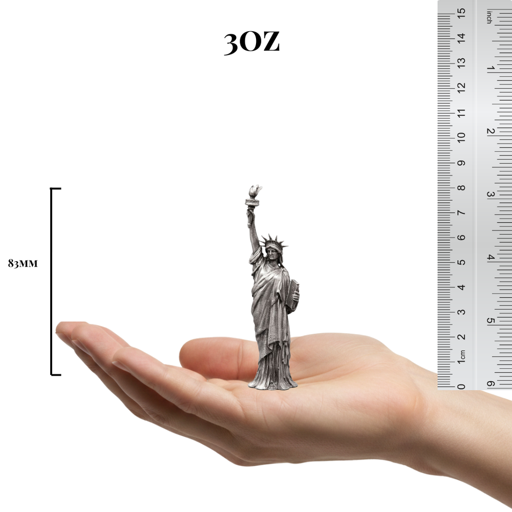 Statue of Liberty hand-poured 999+ silver statue by Gold Spartan