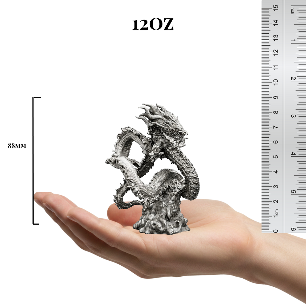 Asian Dragon hand-poured 999+ silver statue by Gold Spartan