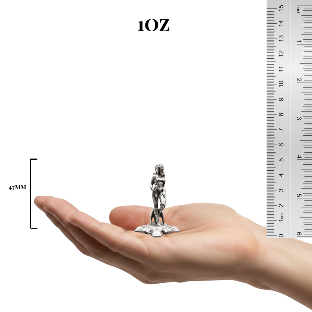 Rocket Girl hand-poured 999+ silver statue by Gold Spartan