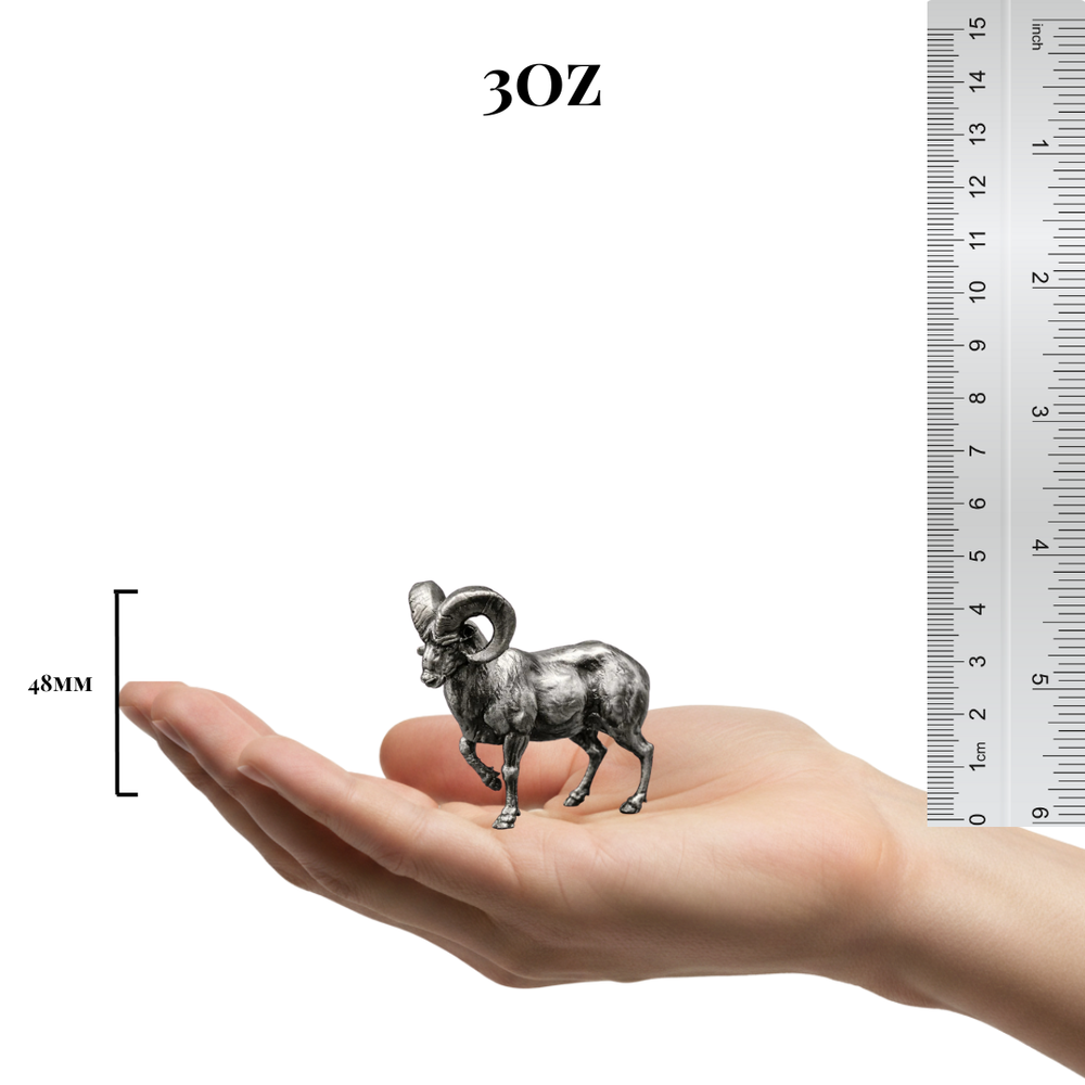 Ram hand-poured 999+ silver statue by Gold Spartan