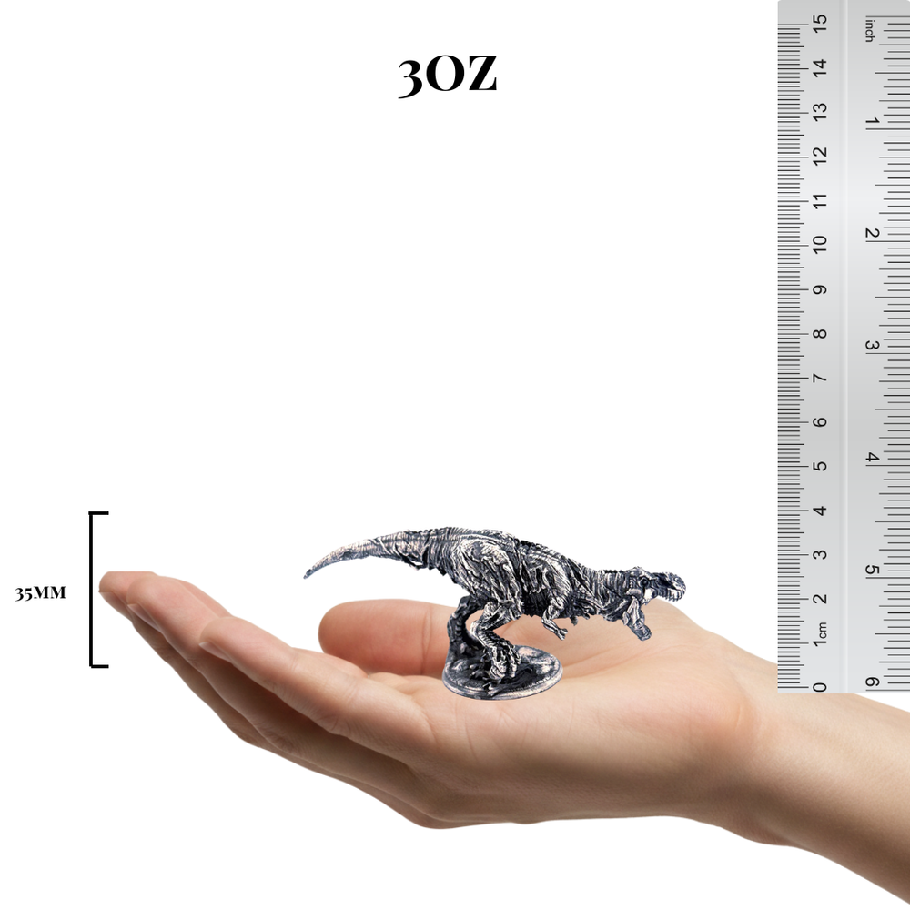 Zombie T-Rex hand-poured 999+ silver statue by Gold Spartan