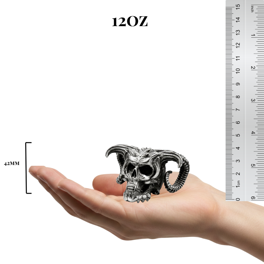 Demon Skull V2 hand-poured 999+ silver statue by Gold Spartan