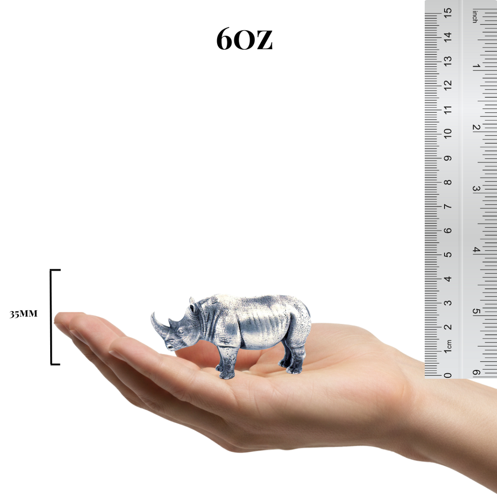 Rhino hand-poured 999+ silver statue by Gold Spartan