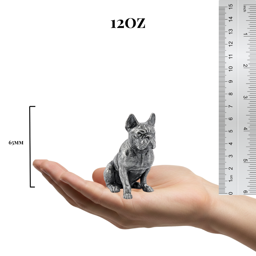 French Bulldog hand-poured 999+ silver statue by Gold Spartan