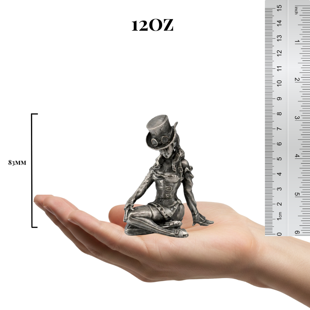 Steampunk Girl hand-poured 999+ silver statue by Gold Spartan