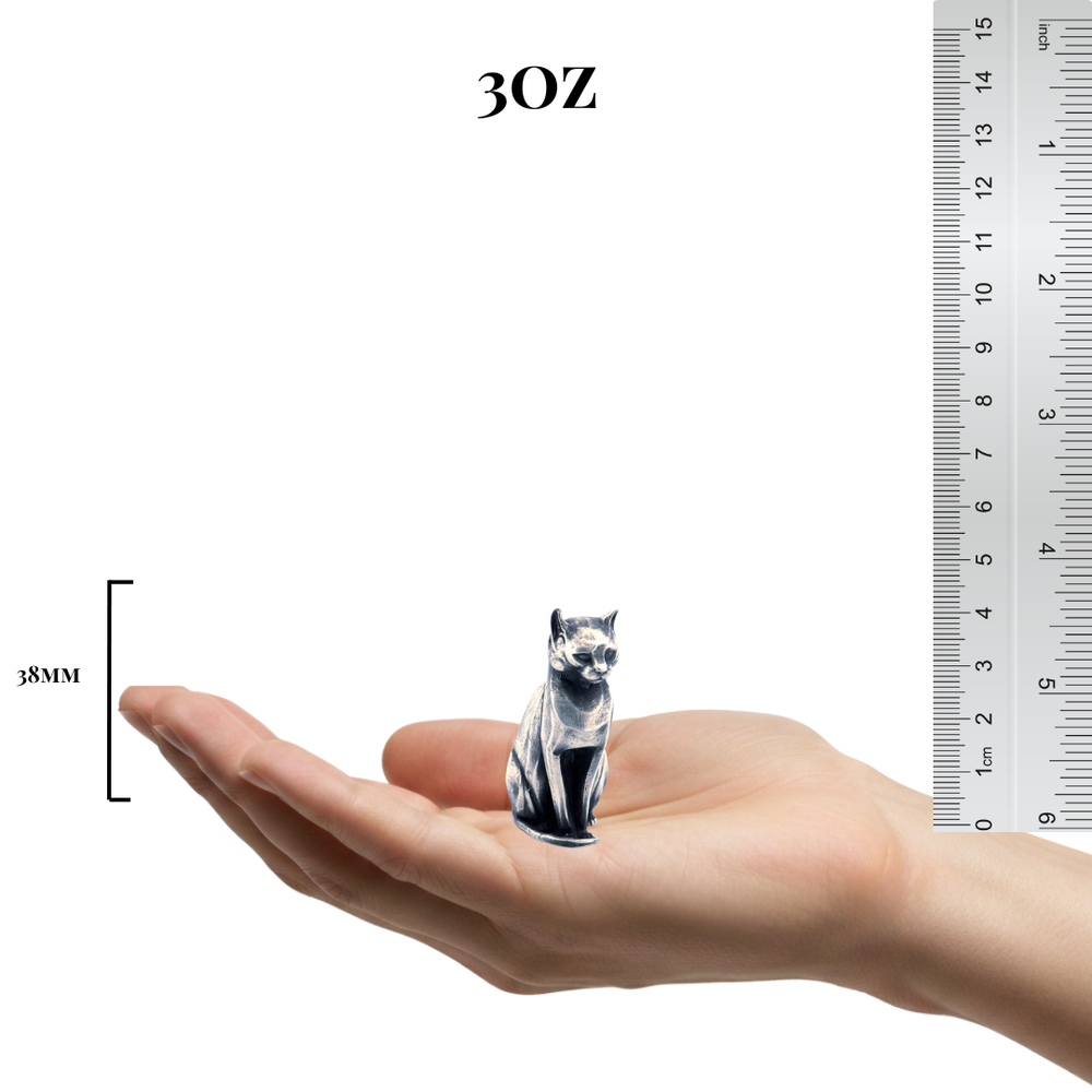 Regal Cat hand-poured 999+ silver statue by Gold Spartan
