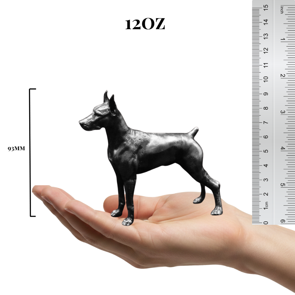 Doberman hand-poured 999+ silver statue by Gold Spartan