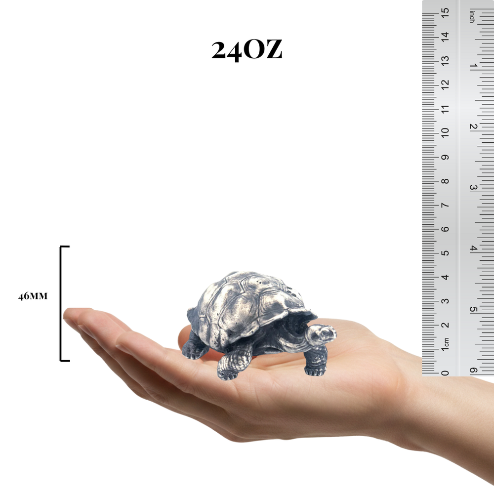 Galapagos Tortoise hand-poured 999+ silver statue by Gold Spartan