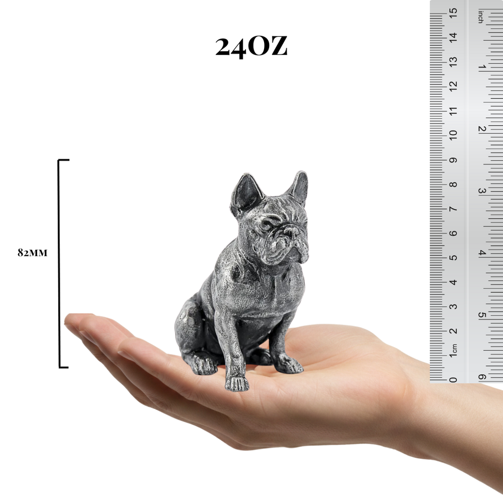 French Bulldog hand-poured 999+ silver statue by Gold Spartan