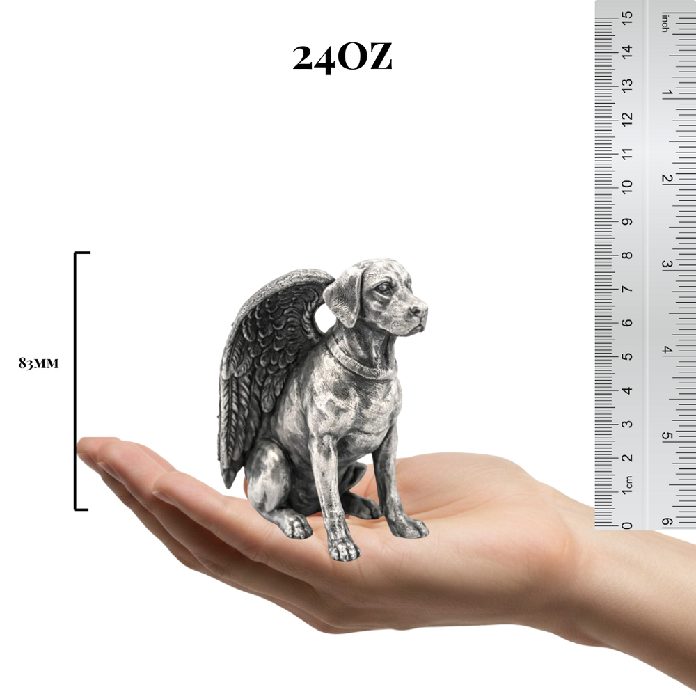 Labrador Angel hand-poured 999+ silver statue by Gold Spartan