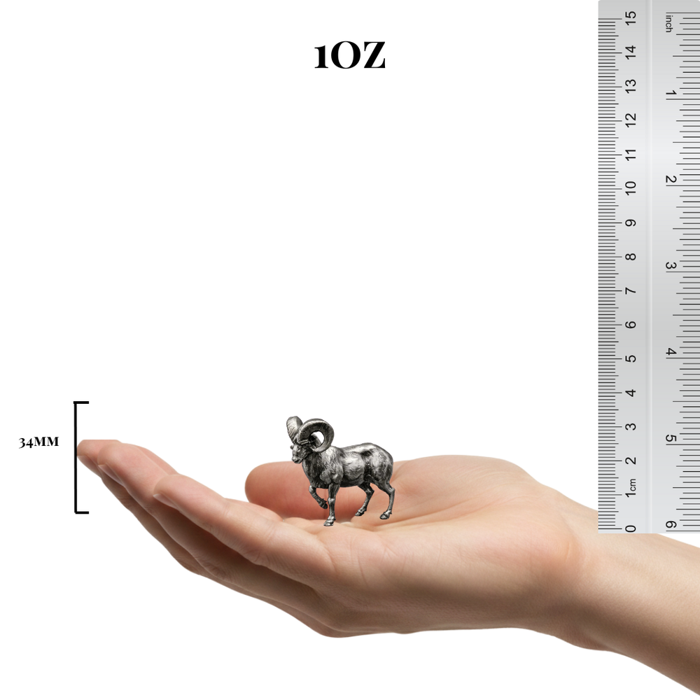 Ram hand-poured 999+ silver statue by Gold Spartan