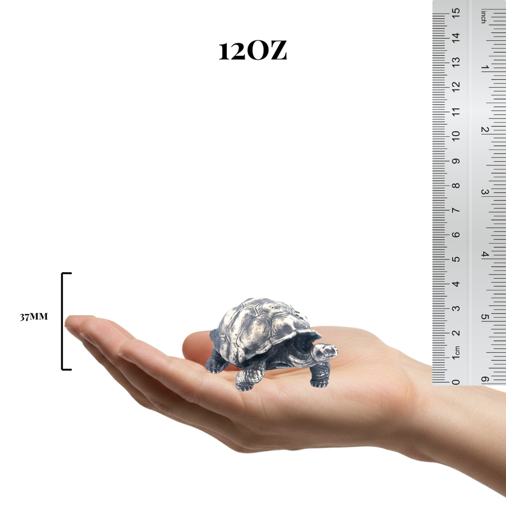 Galapagos Tortoise hand-poured 999+ silver statue by Gold Spartan