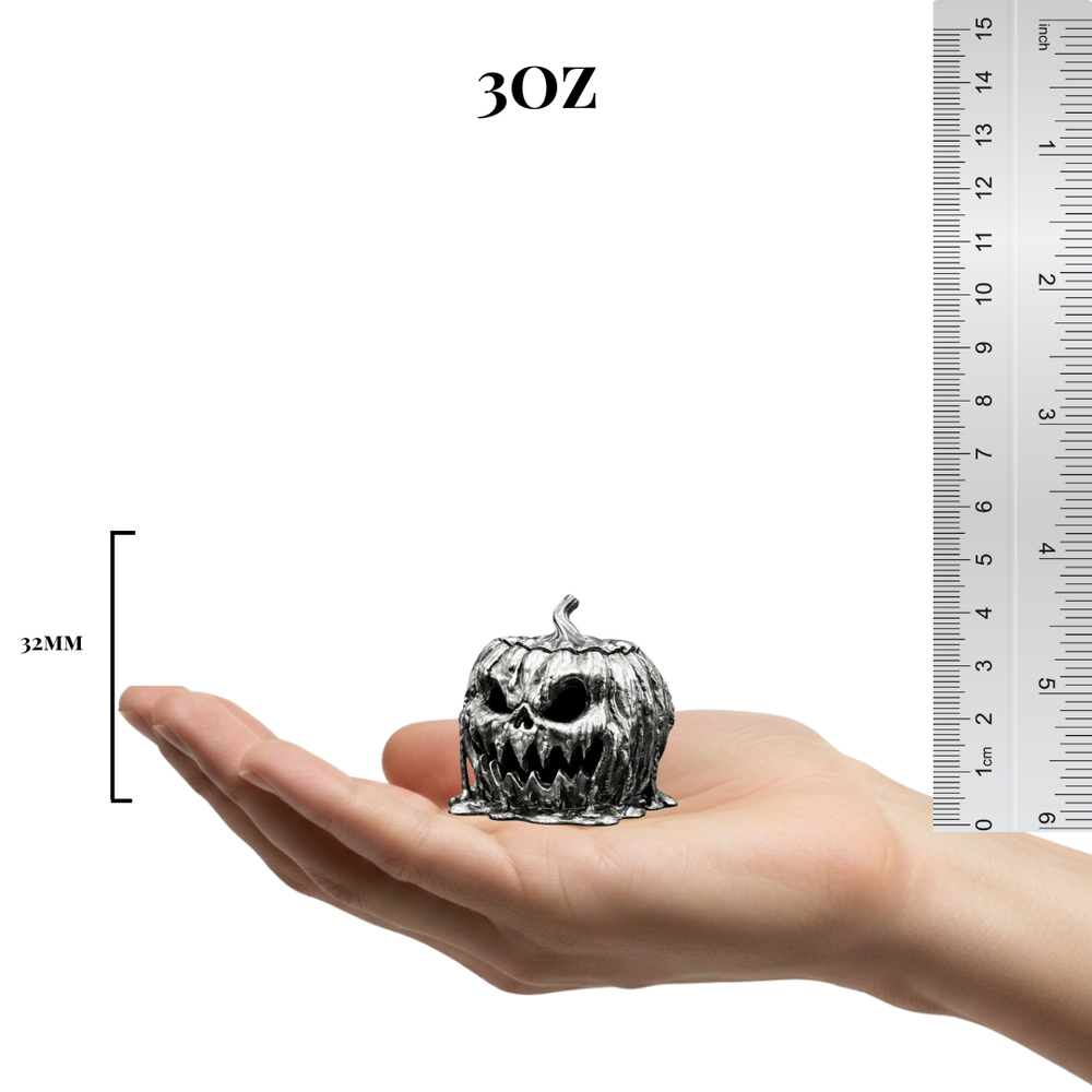Scary Pumpkin hand-poured 999+ silver statue by Gold Spartan