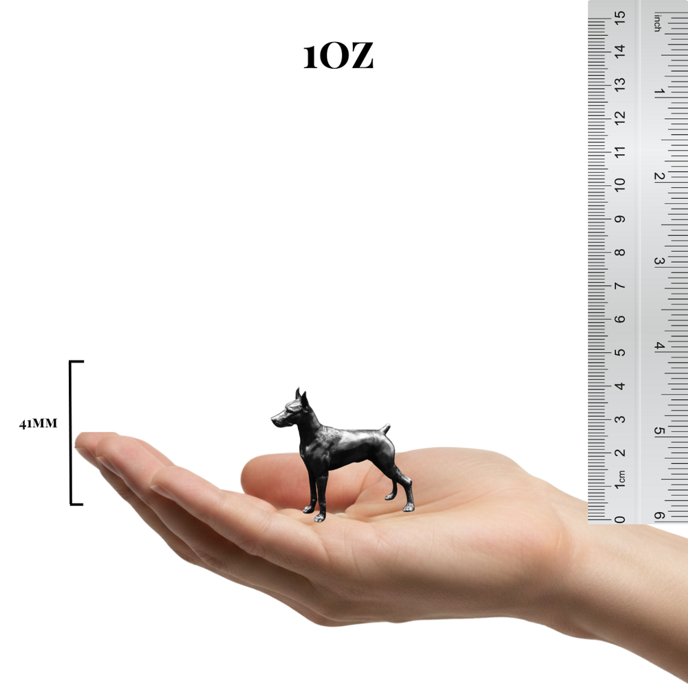 Doberman hand-poured 999+ silver statue by Gold Spartan