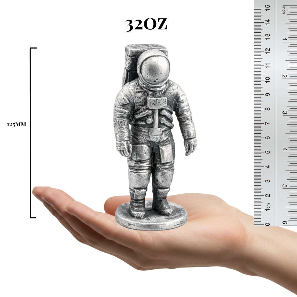 Astronaut hand-poured 999+ silver statue by Gold Spartan