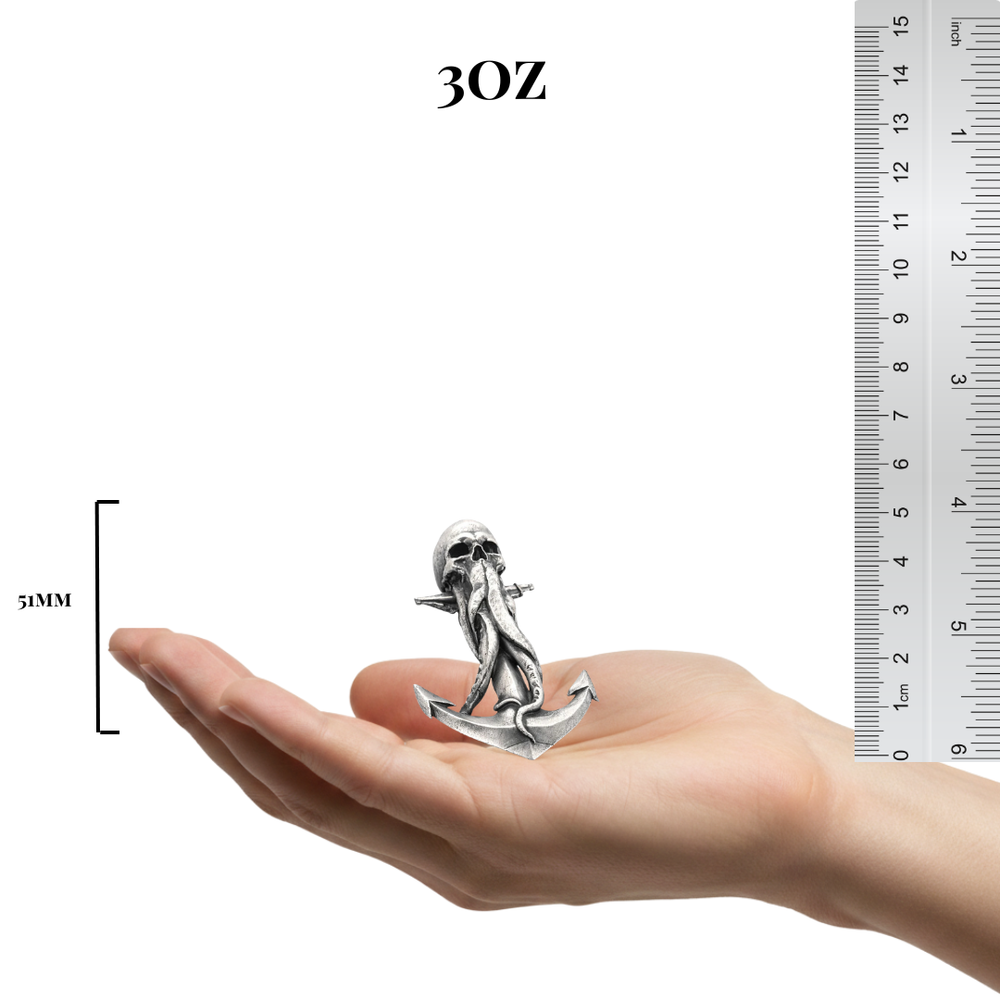 Skull Anchor hand-poured 999+ silver statue by Gold Spartan