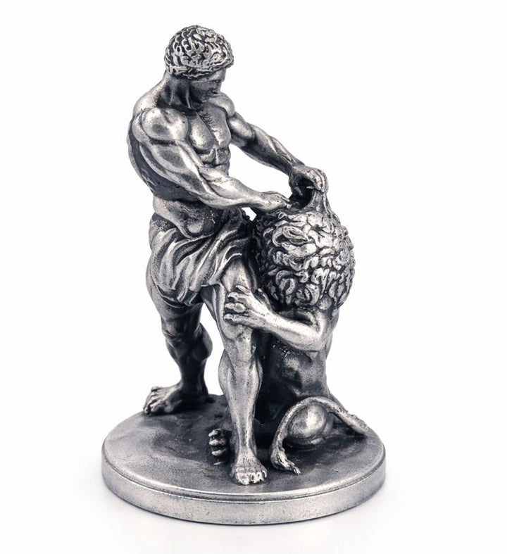 Samson Vs Lion hand-poured 999+ silver statue by Gold Spartan