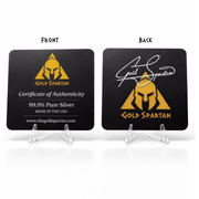 Gold Spartan hand-poured 999+ silver statue certificate of authenticity