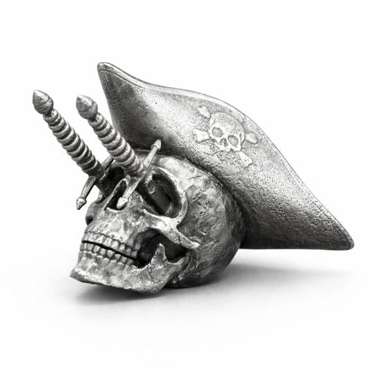 Dagger Skull hand-poured 999+ silver statue by Gold Spartan