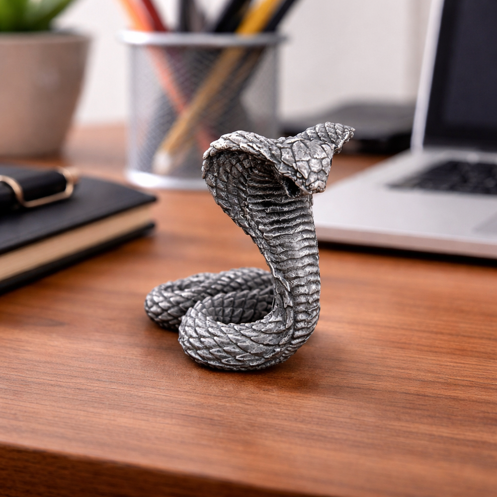 Cobra hand-poured 999+ silver statue by Gold Spartan
