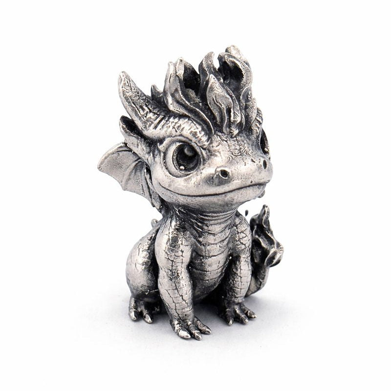 Baby Fire Dragon hand-poured 999+ silver statue by Gold Spartan