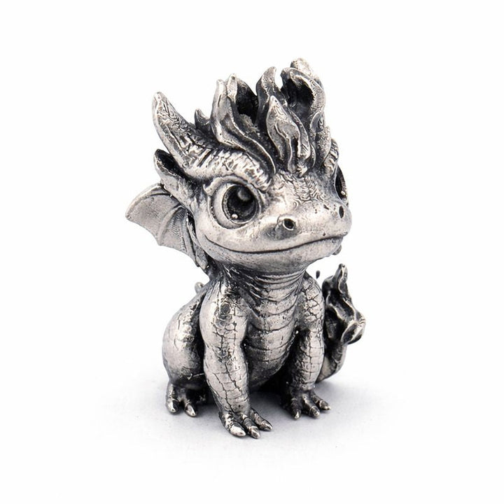 Baby Fire Dragon hand-poured 999+ silver statue by Gold Spartan