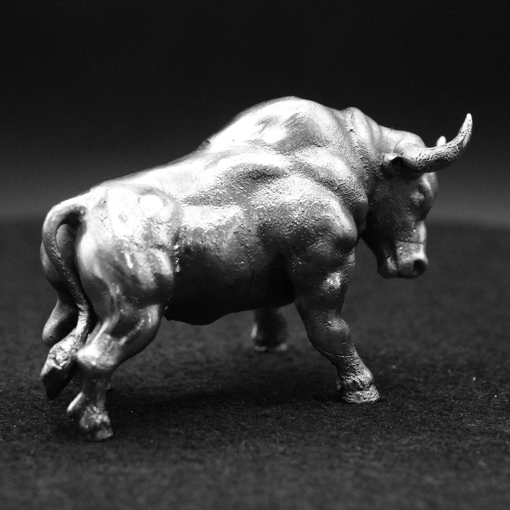 Angry Bull hand poured 999 silver statue collectible by Gold Spartan