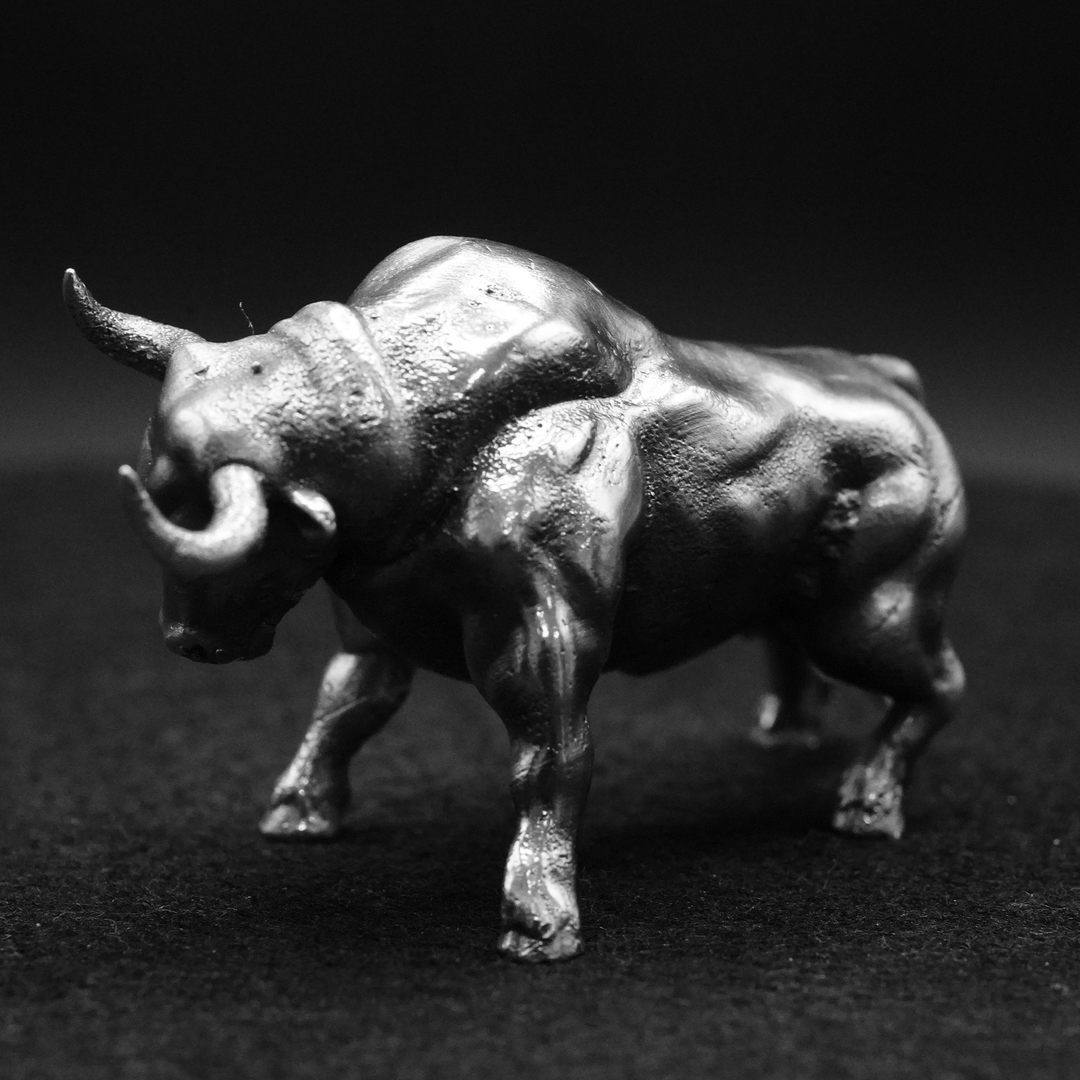 Angry Bull hand poured 999 silver statue collectible by Gold Spartan